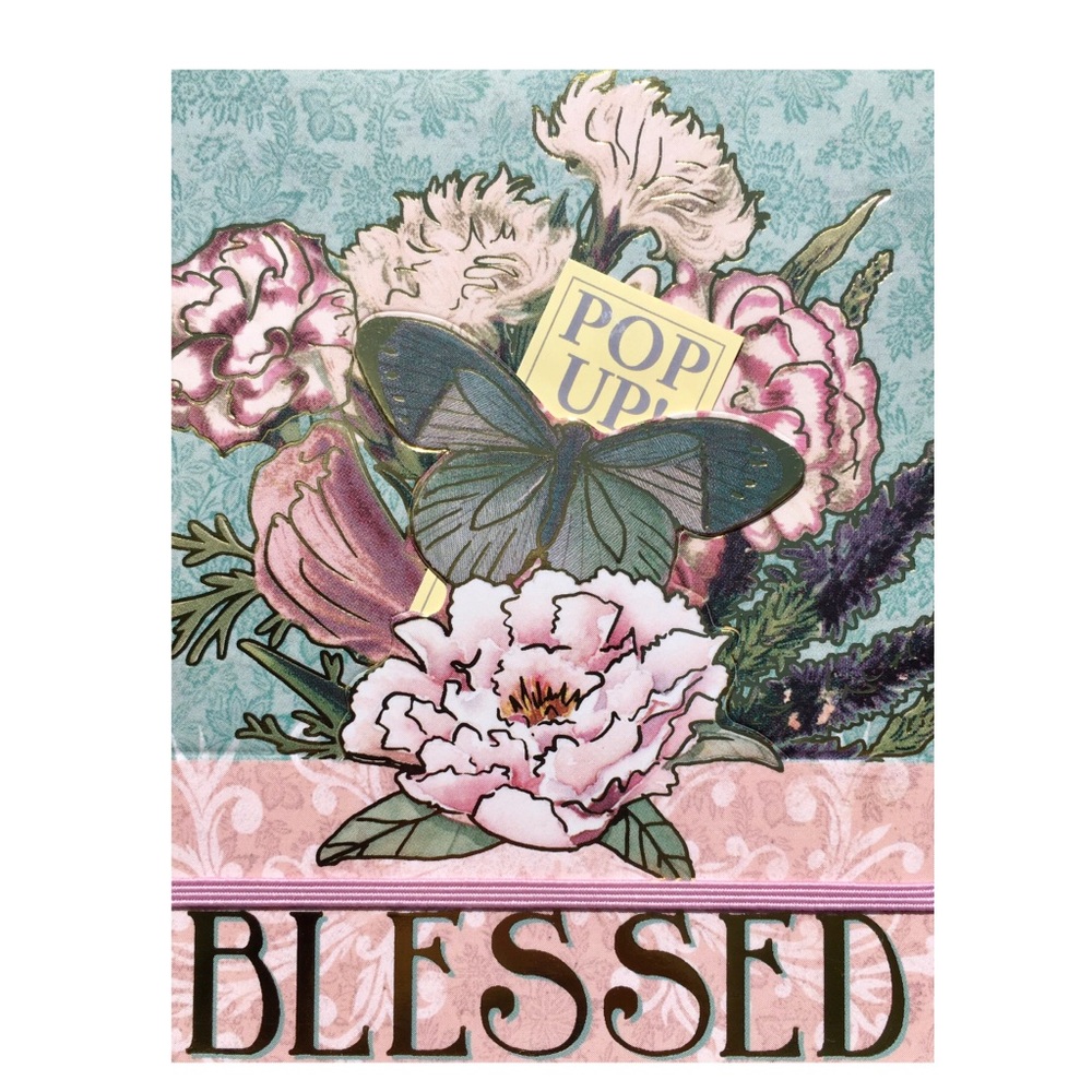 Punch Studio Floral Bungee Pop-Up Mini Pocket Gold Foil Notepad: Blessed (60749)